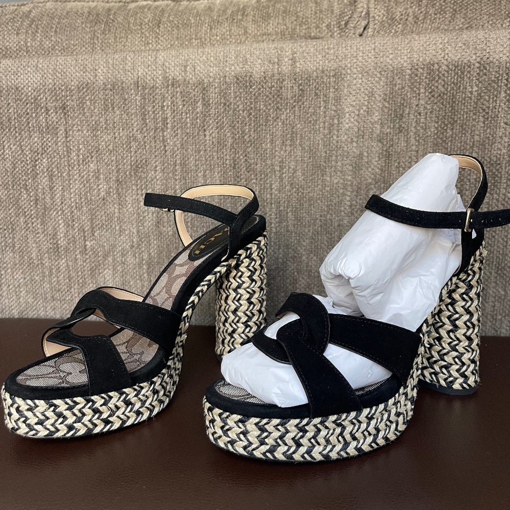 Coach Talina Suede Espadrilles Platform Sandals